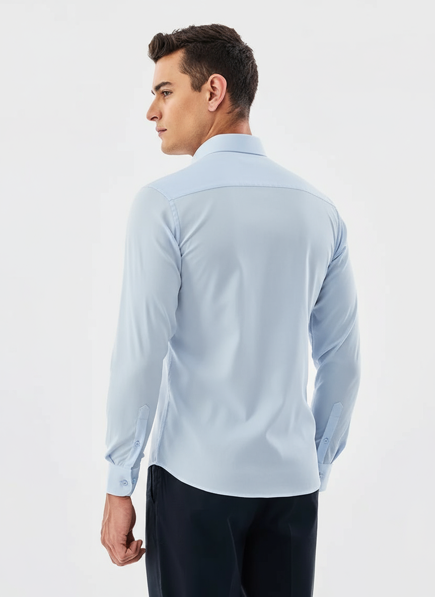 Ice Blue Cotton Blend Shirt